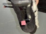 ESCADA Black Suede Knee High Boots with Fur Sz 36