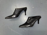VIA SPIGA Black Leather Heeled Mules US 6