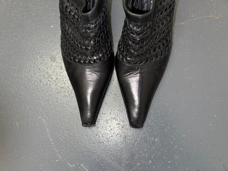 VIA SPIGA Black Leather Heeled Mules US 6
