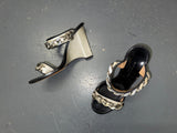 SONIA RYKIEL Silver Chain Leather Wedge Heels Sz 37