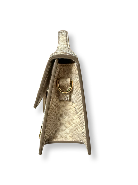 Jacquemus Le Grand Bambino Snake embossed leather ivory two way wear bag like new authentic