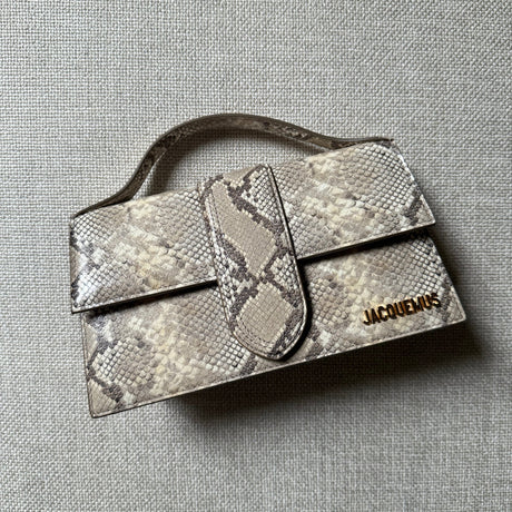 Jacquemus Le Grand Bambino Snake embossed leather ivory two way wear bag like new authentic