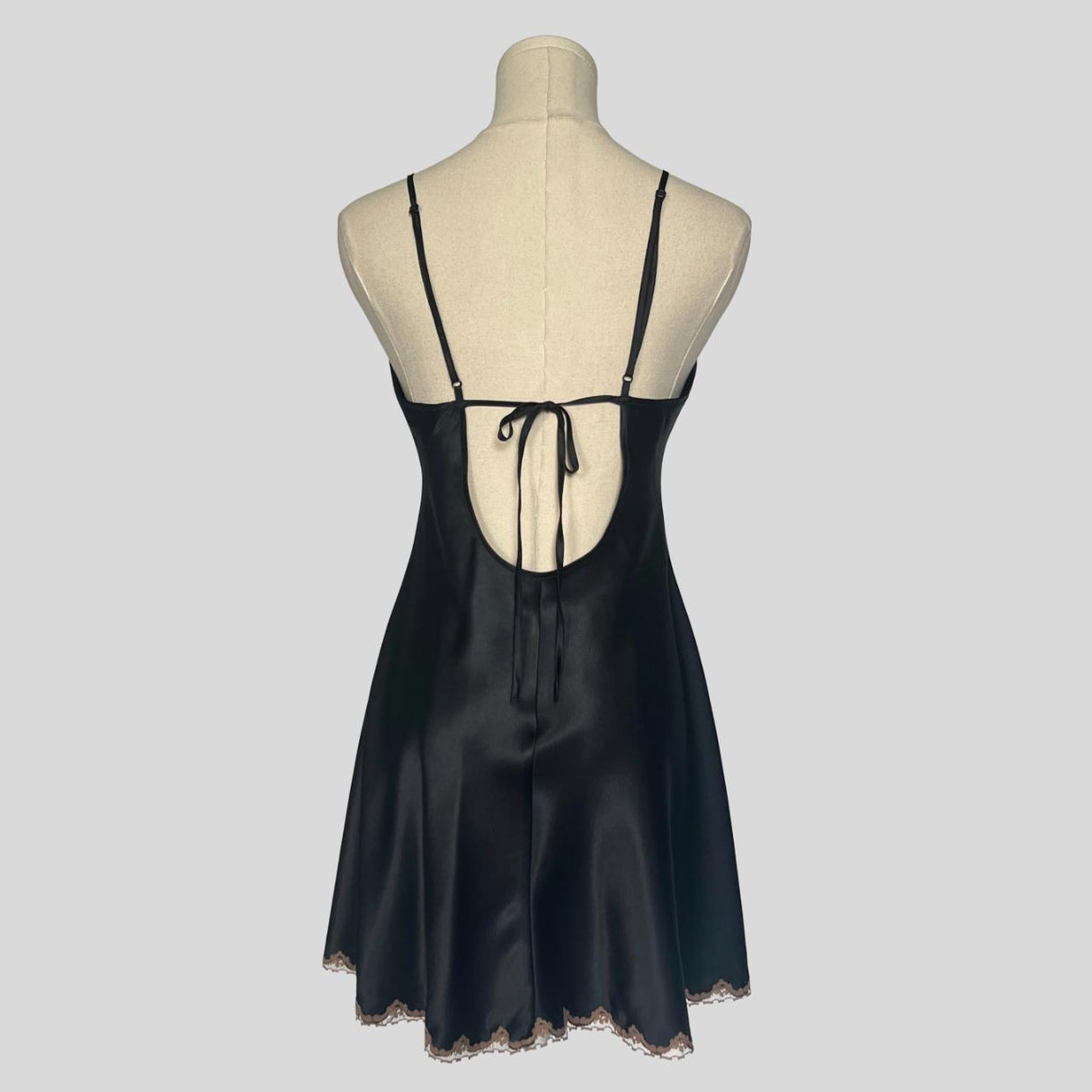 Fairy lace trim slip dress in black