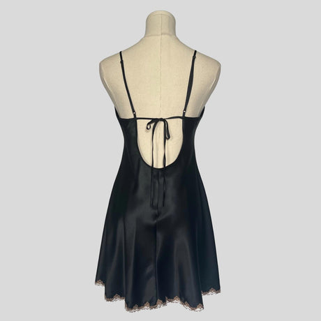 Fairy lace trim slip dress in black