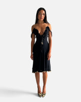 SS 2004 Roberto Cavalli Black Silk Midi Dress