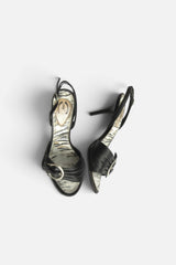 2000s Roberto Cavalli 'Just Cavalli' Black Leather Slingback Heels