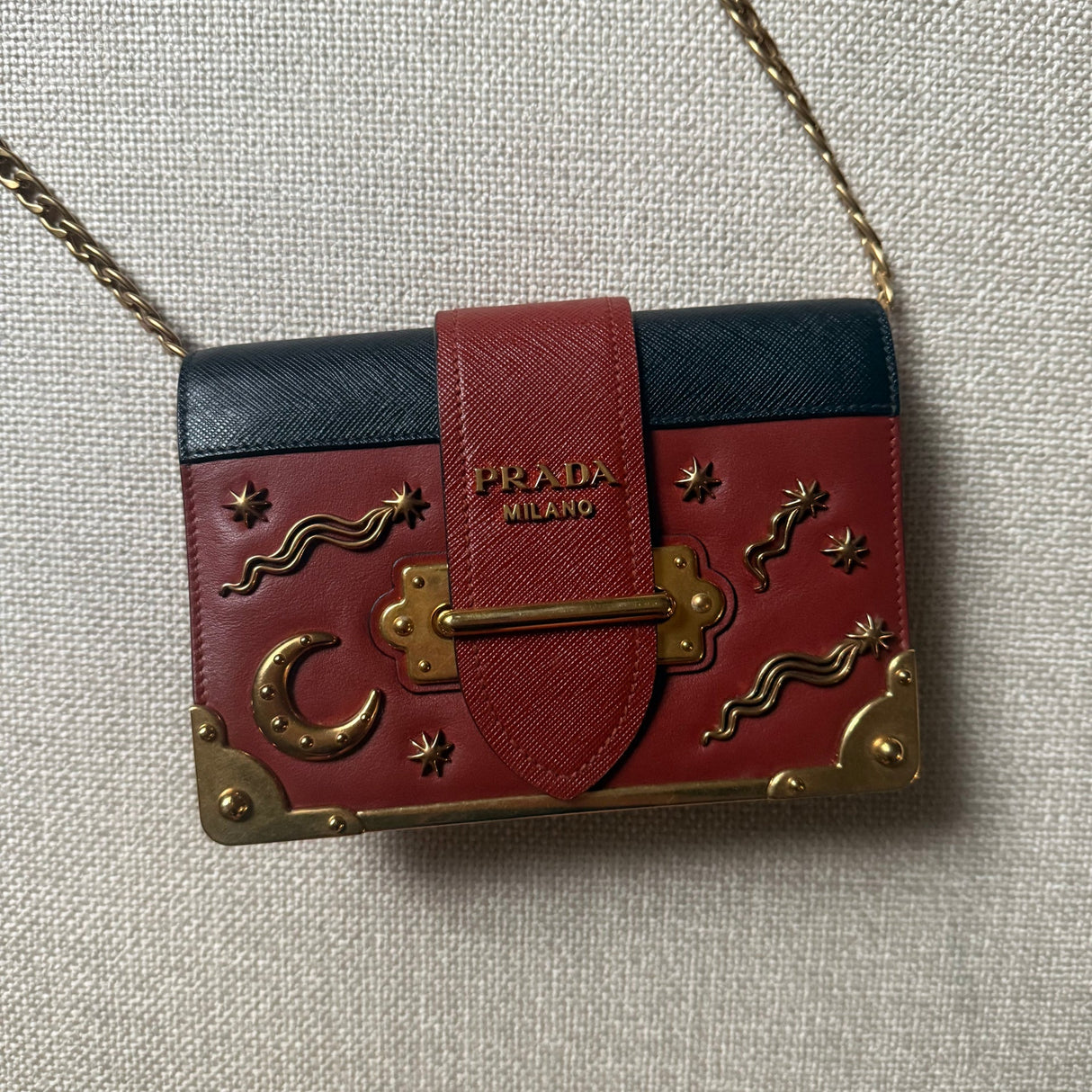 Prada Cahier Astrology Edition Brown super rare 2016 authentic stars and moon