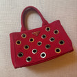Prada Canapa Grommet Tote Red authentic 2000s
