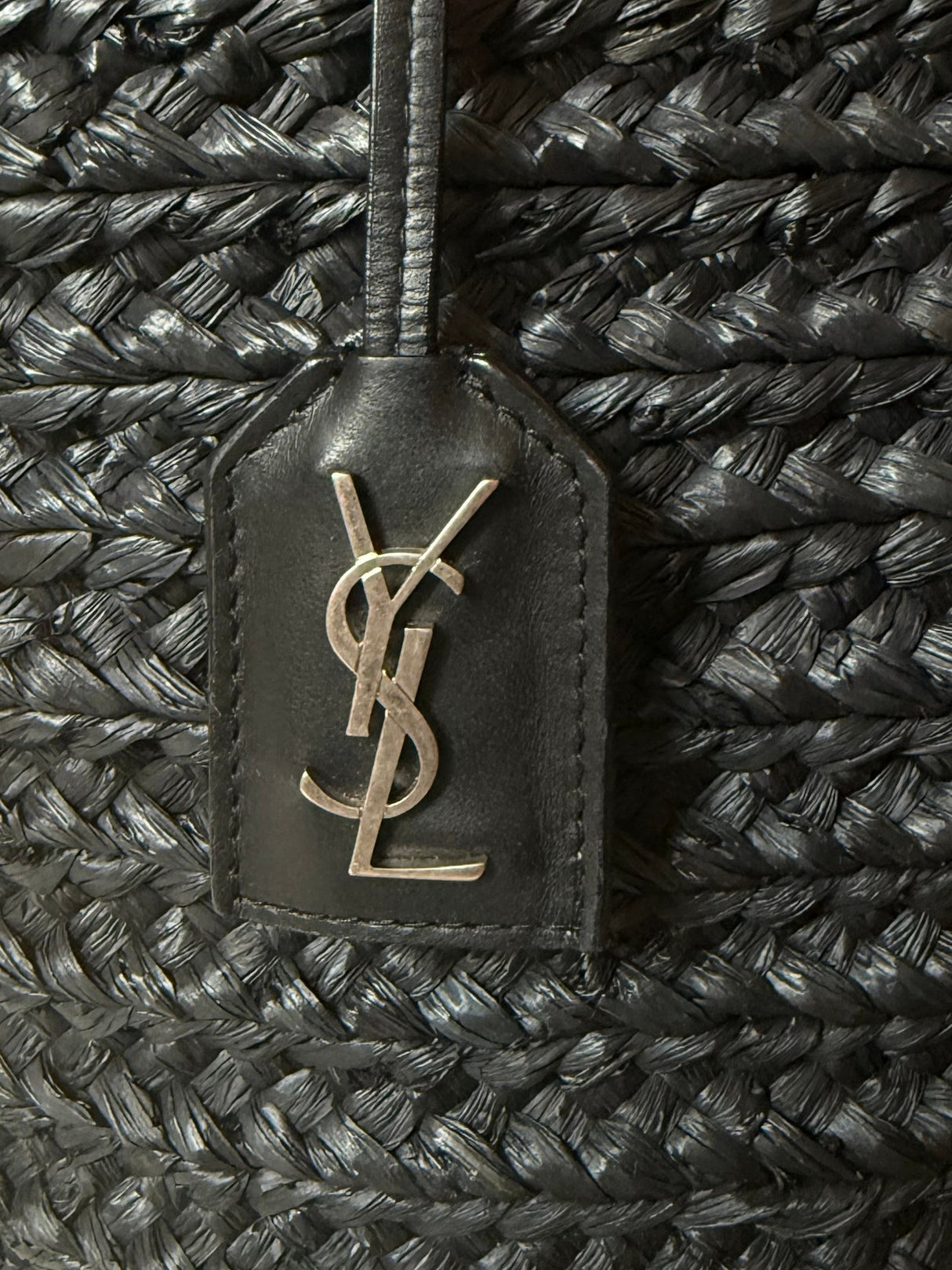 Saint Laurent Panier Raffia Bucket Tote Black