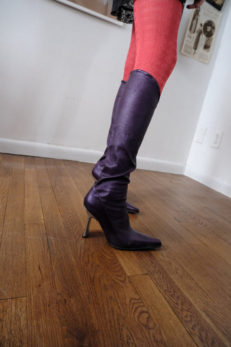Plein Sud Metallic Leather Boots