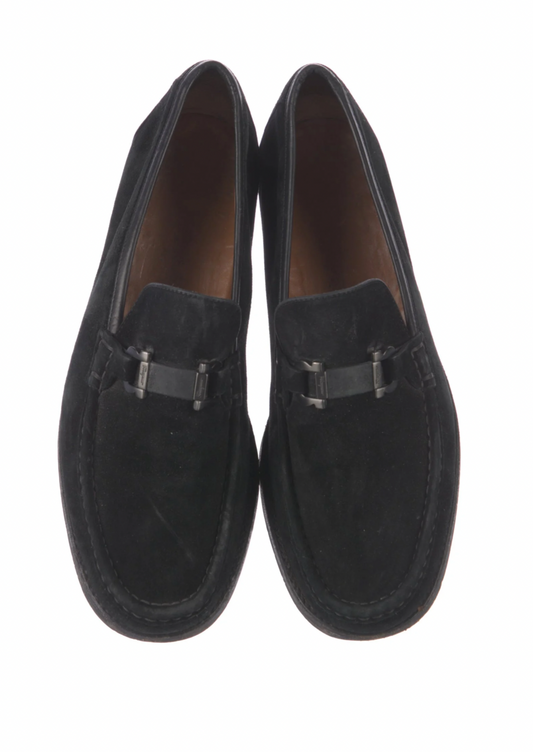 Navy Suede Salvatore Ferragamo Loafers