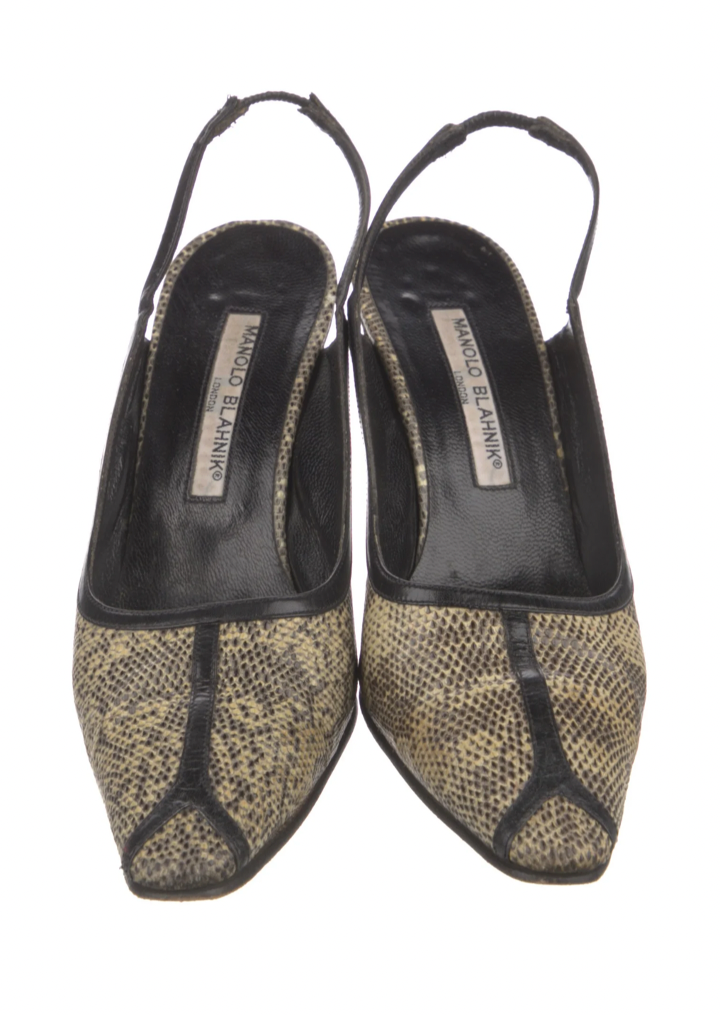 Manolo Blahnik Leather Animal Print Slingback Pumps