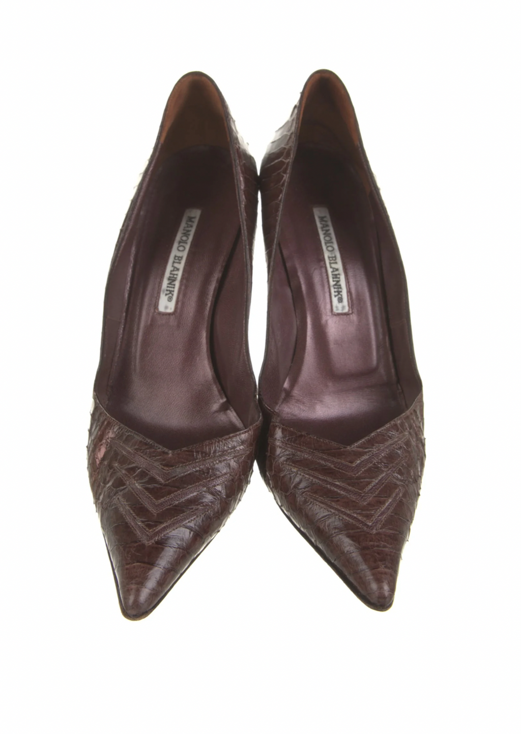 Manolo Blahnik Burgundy Snakeskin Heels