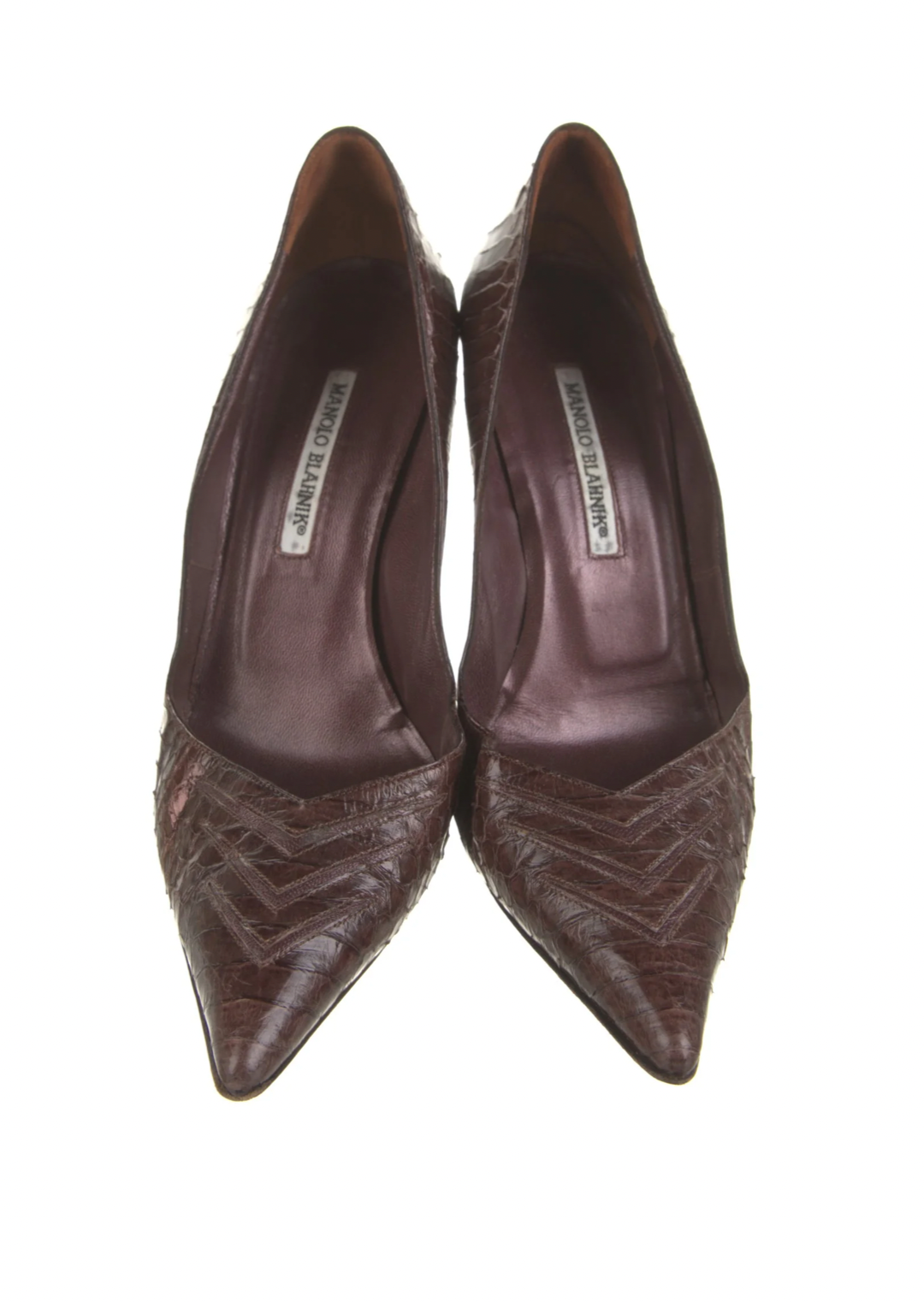 Manolo Blahnik Burgundy Snakeskin Heels