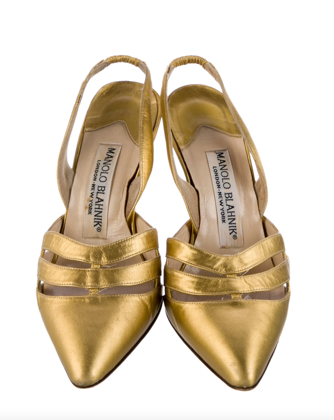 Manolo Blahnik Gold Slingback Pumps