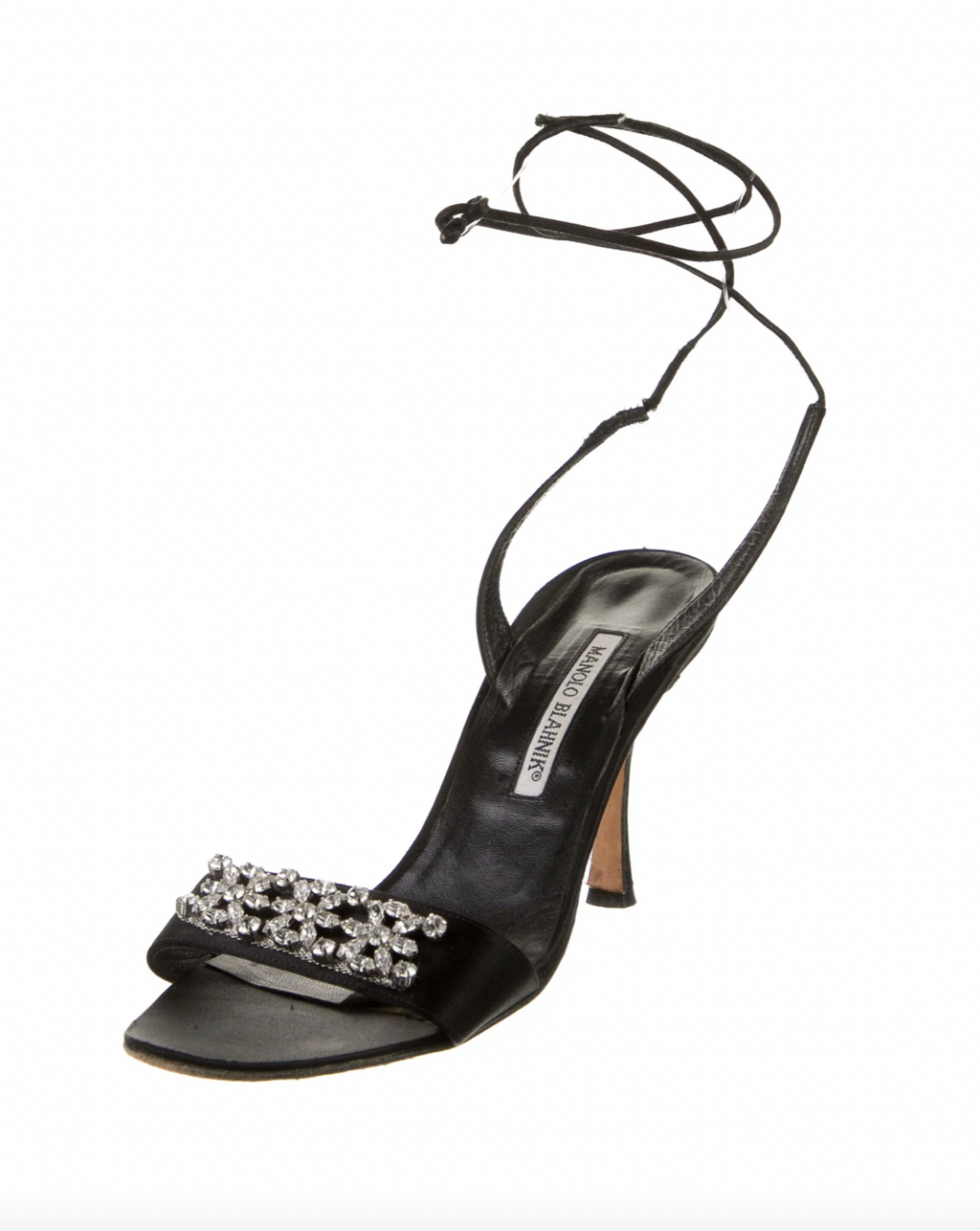 Manolo Blahnik Satin Crystal Heels