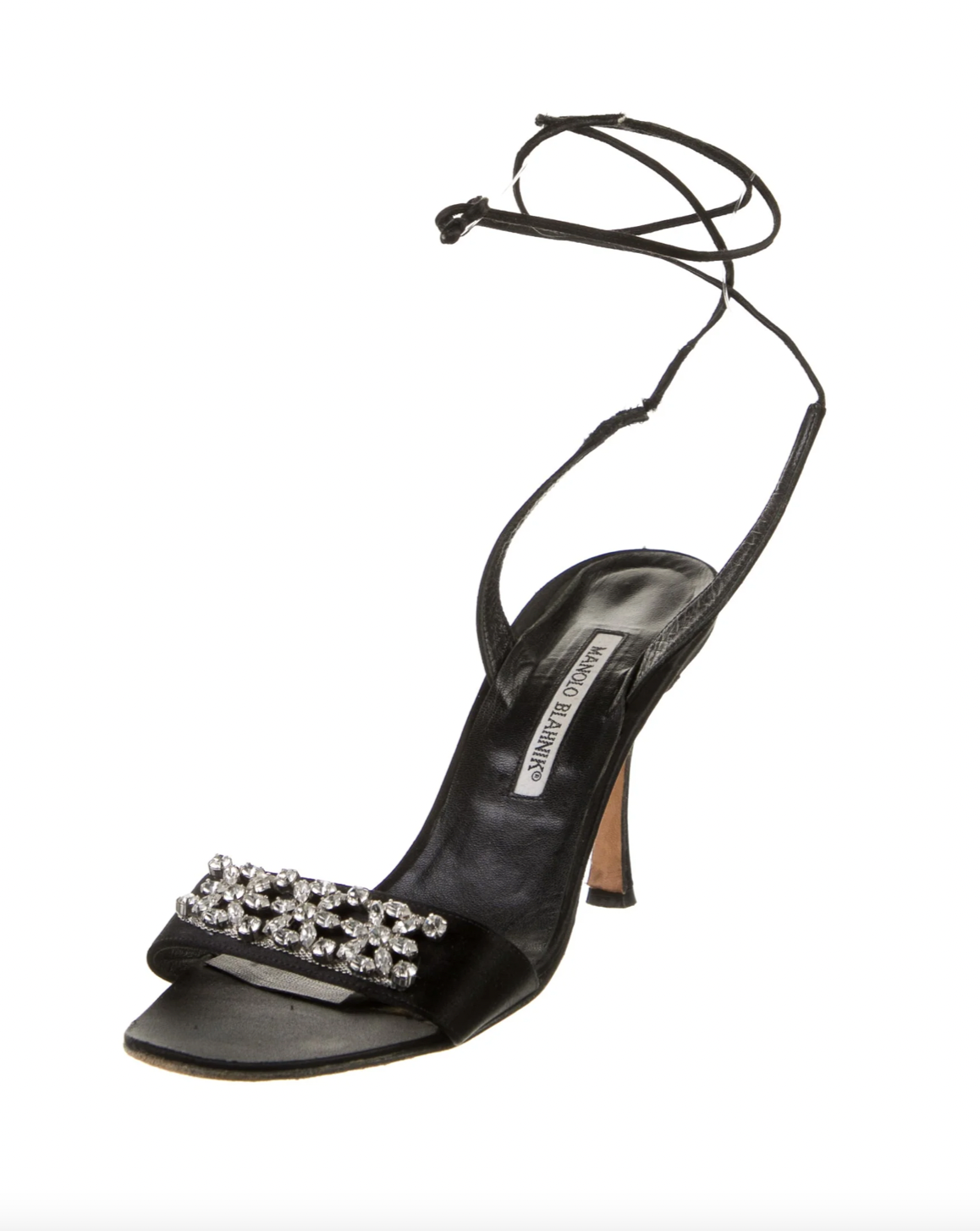 Manolo Blahnik Satin Crystal Heels