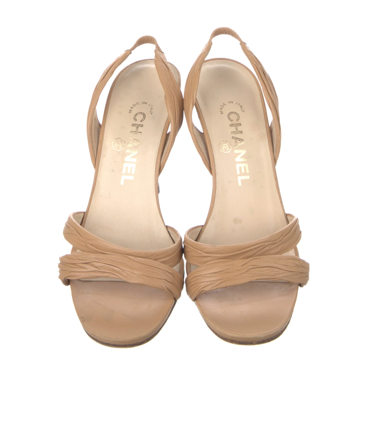 Chanel Vintage Beige Slingback Sandals