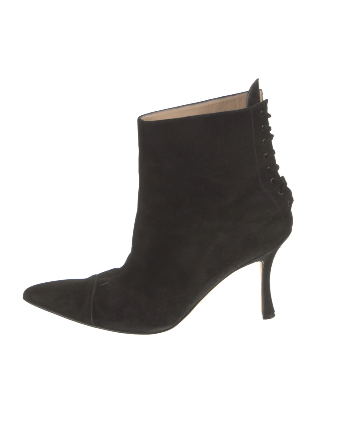 Manolo Blahnik Suede Lace Up Boots