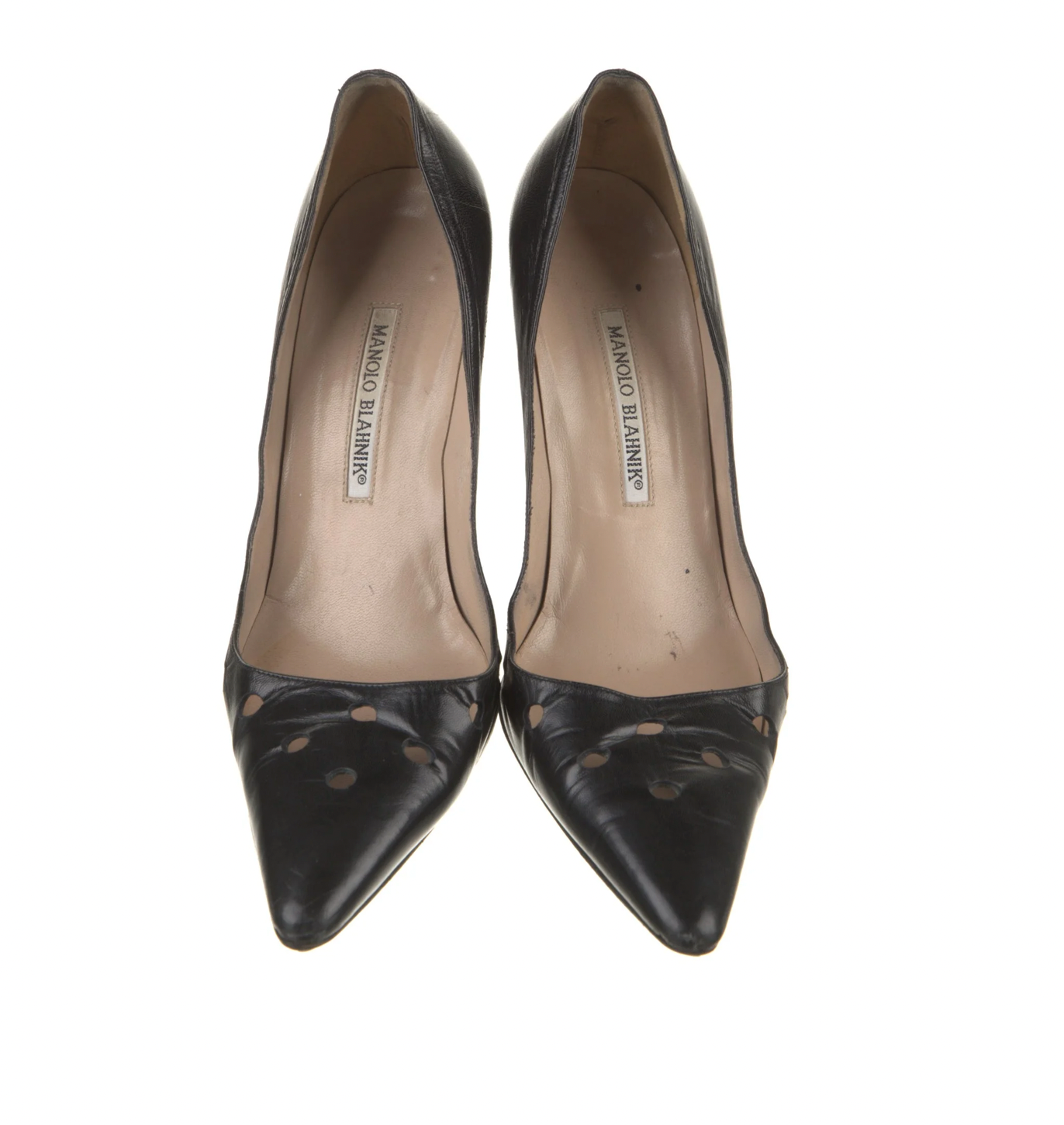 Manolo Blahnik Leather Lasercut Accents Pumps