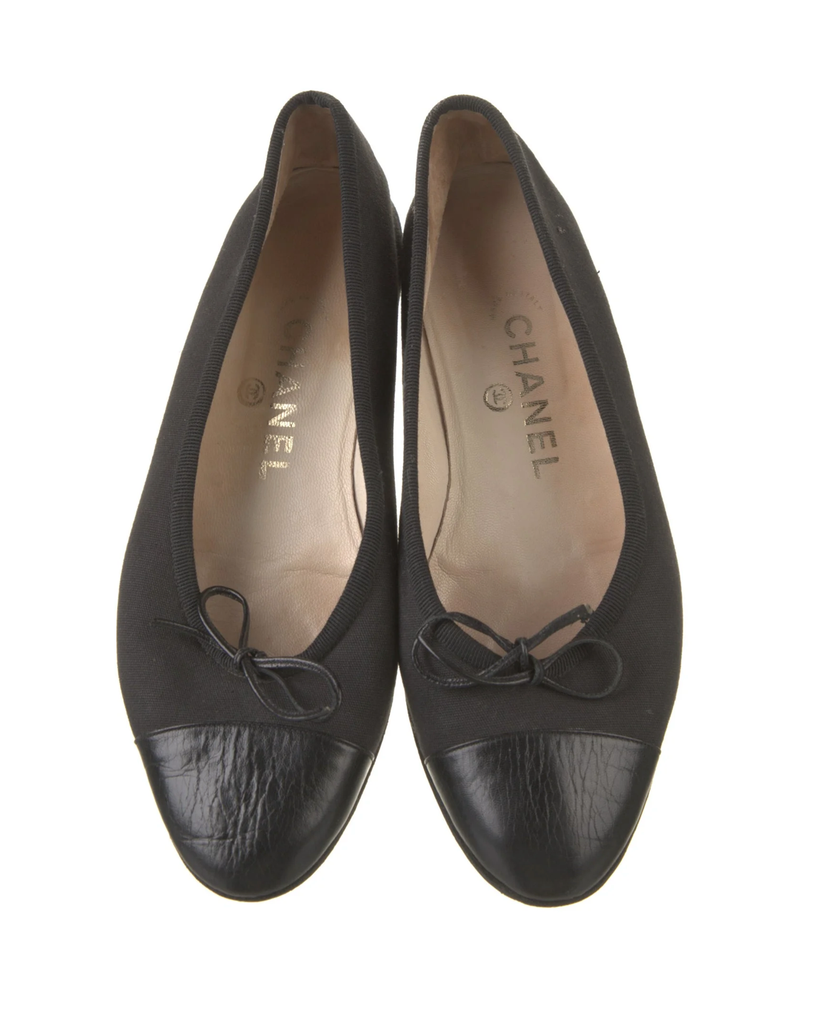 Chanel Canvas Bow Accents Ballet Flats