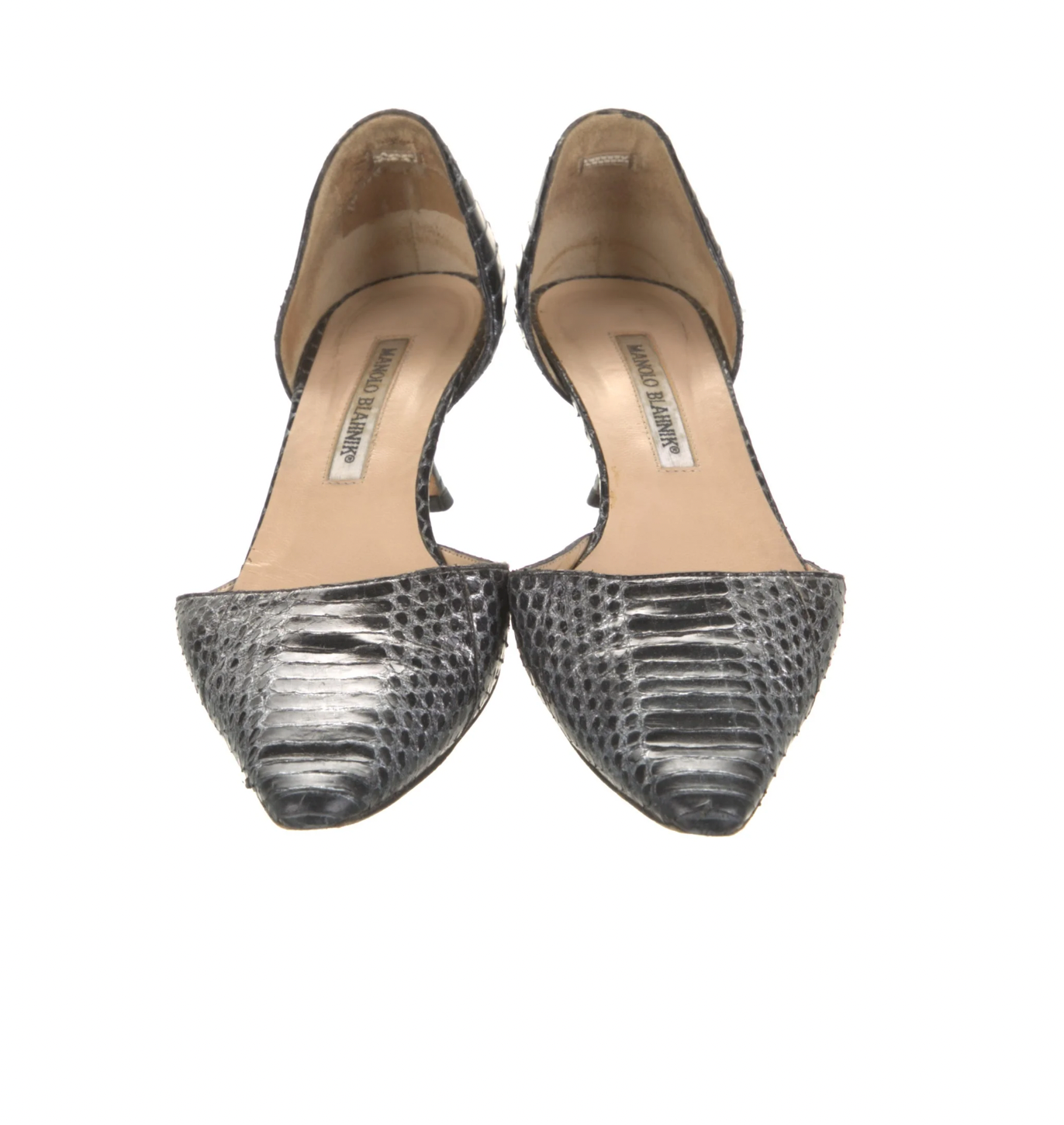 Manolo Blahnik Python Animal Print Kitten Heels