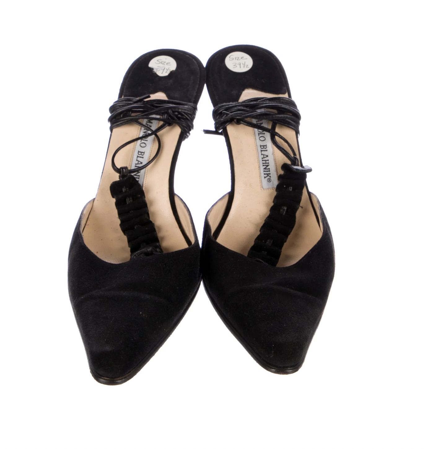 Manolo Blahnik Suede T-Strap Pumps