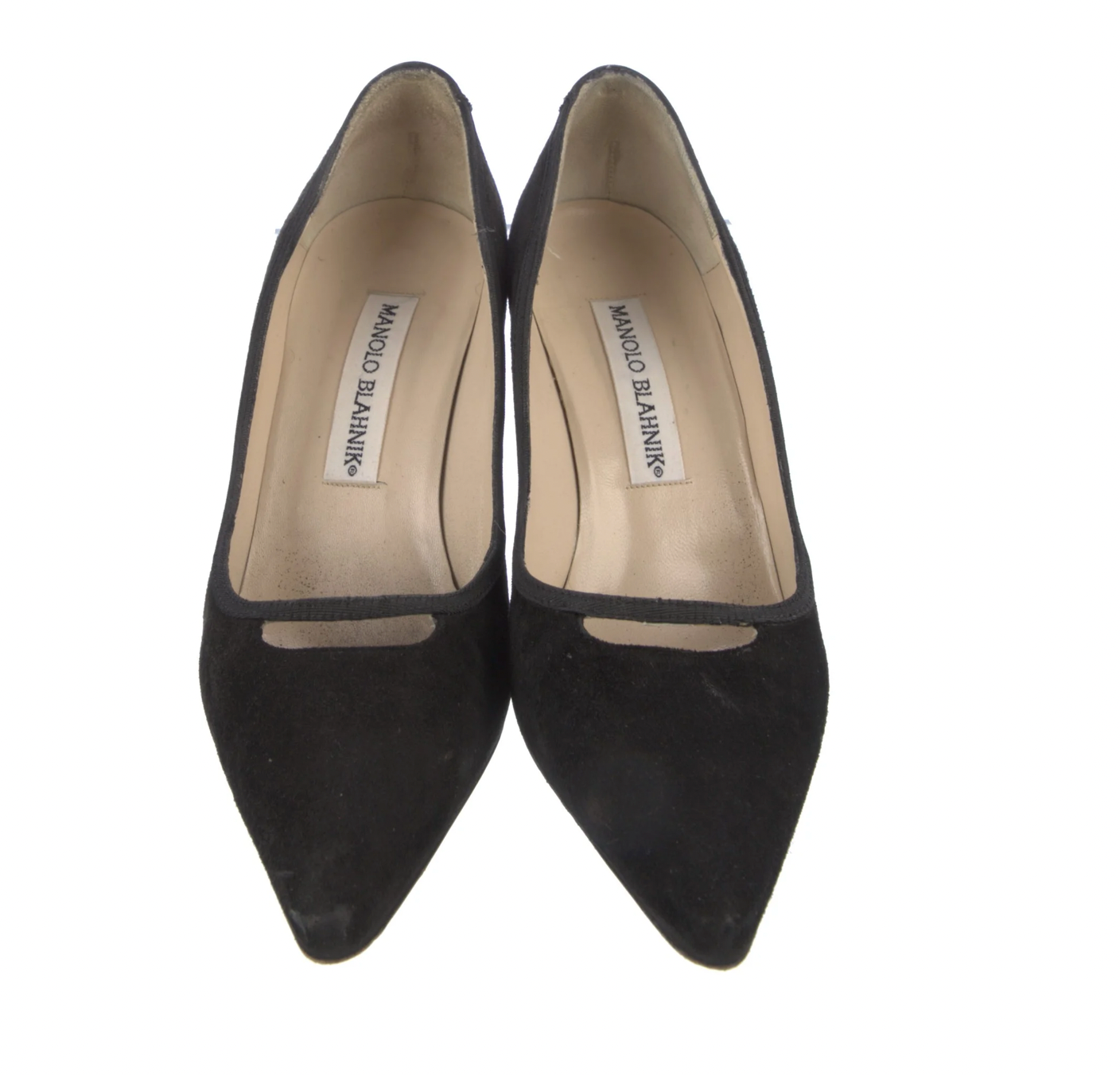 Manolo Blahnik Suede Cutout Accent Pumps