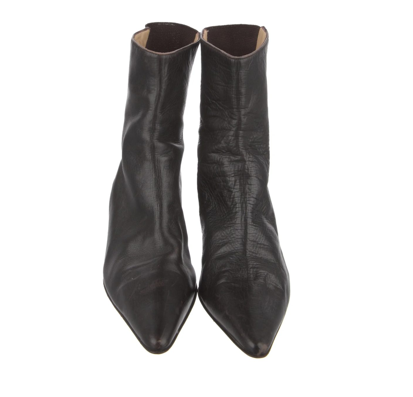 Manolo Blahnik Chocolate Brown Kitten Heel Boots