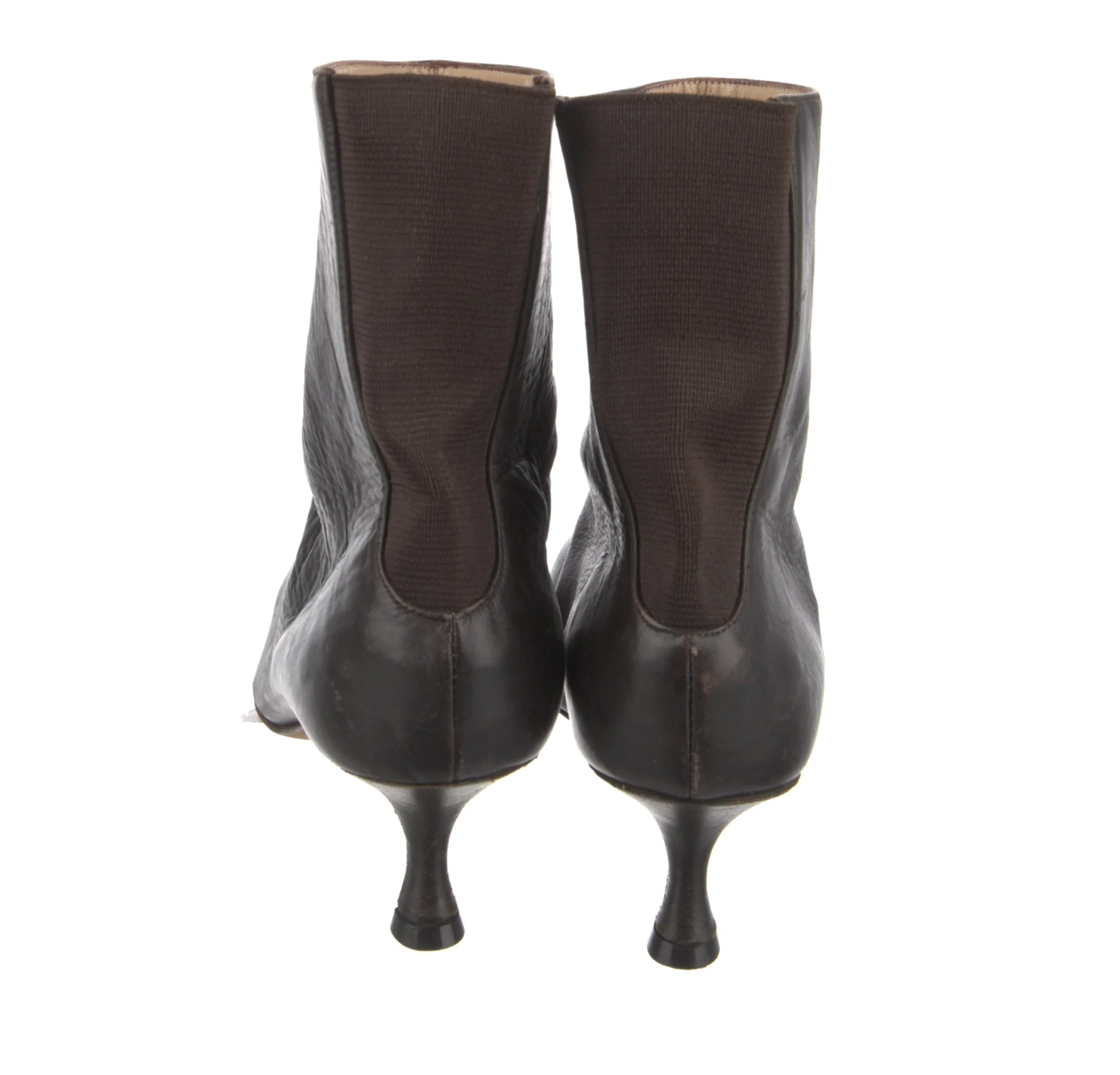 Manolo Blahnik Chocolate Brown Kitten Heel Boots