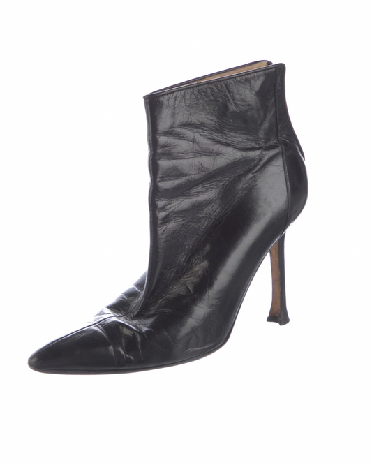 Manolo Blahnik Black Leather Boots