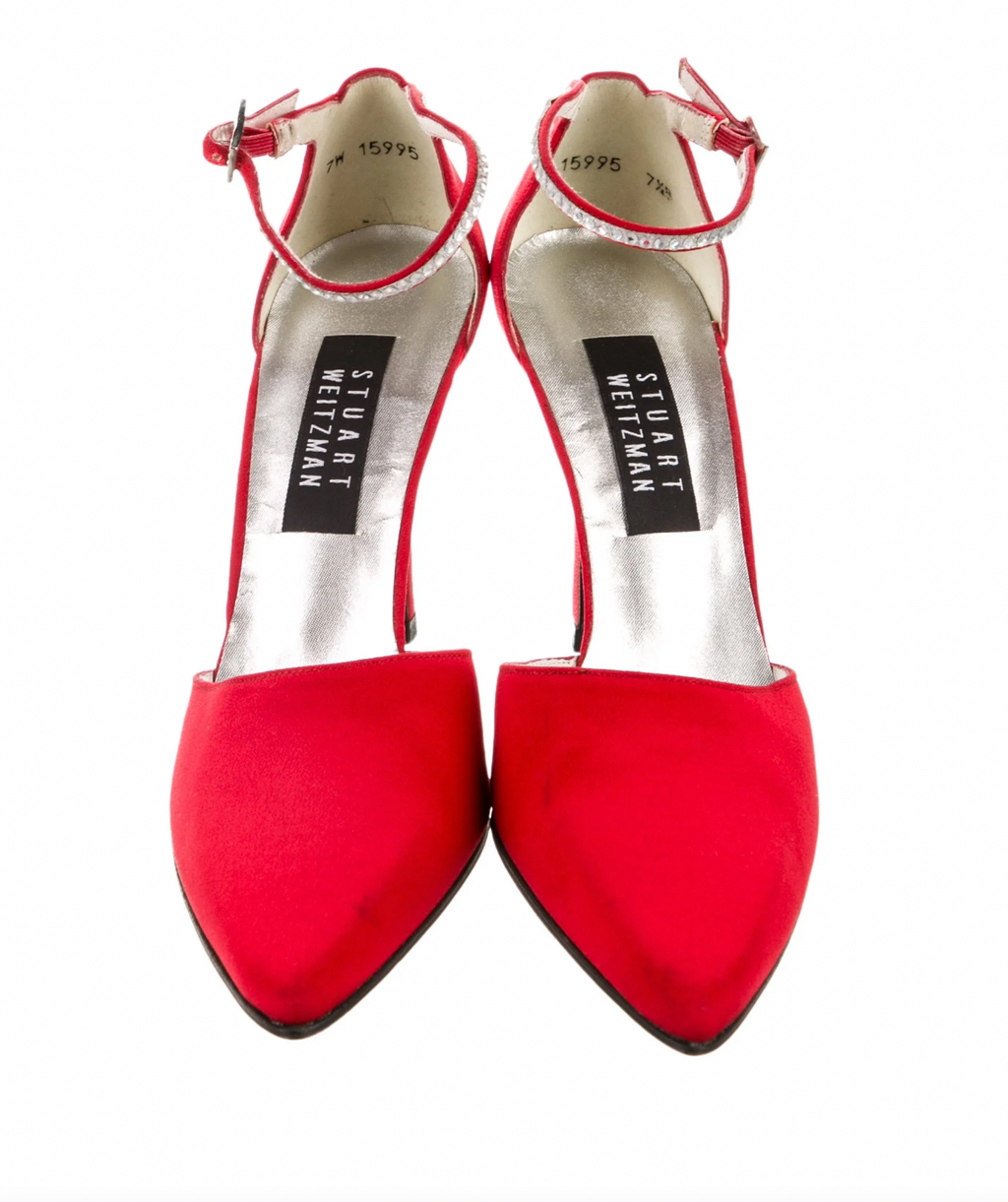Stuart Weitzman Red Crystal Embellishments Pumps