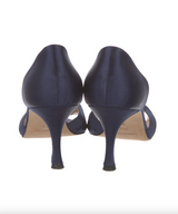 Manolo Blahnik Navy Crystal Embellishments D'Orsay Heels