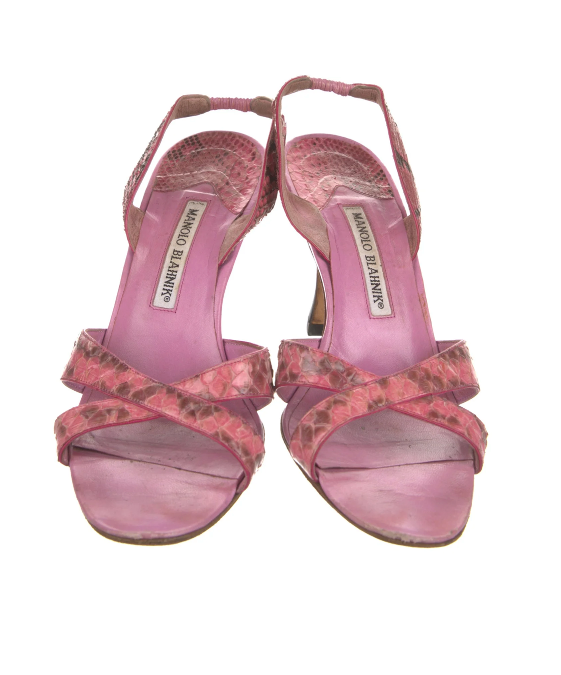 Manolo Blahnik Bubblegum Pink Python Slingbacks
