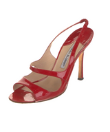 Manolo Blahnik Red Patent Leather Slingbacks