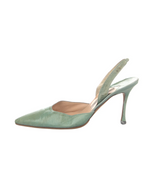 Manolo Blahnik Seafoam Snakeskin Slingbacks