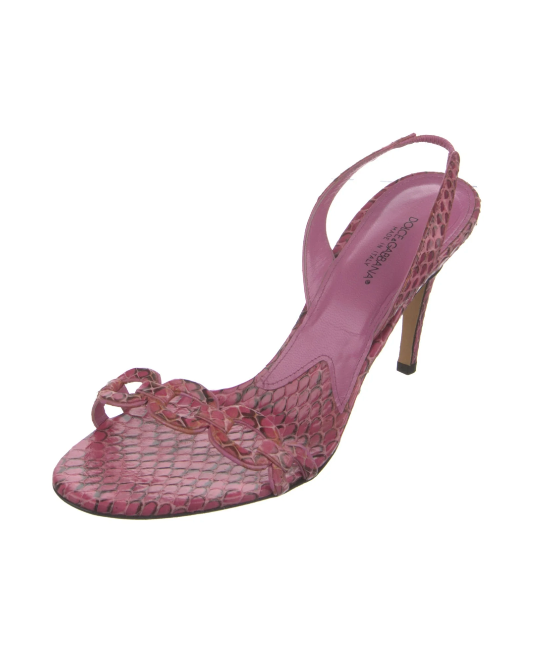 Dolce & Gabbana Pink Snakeskin Slingbacks
