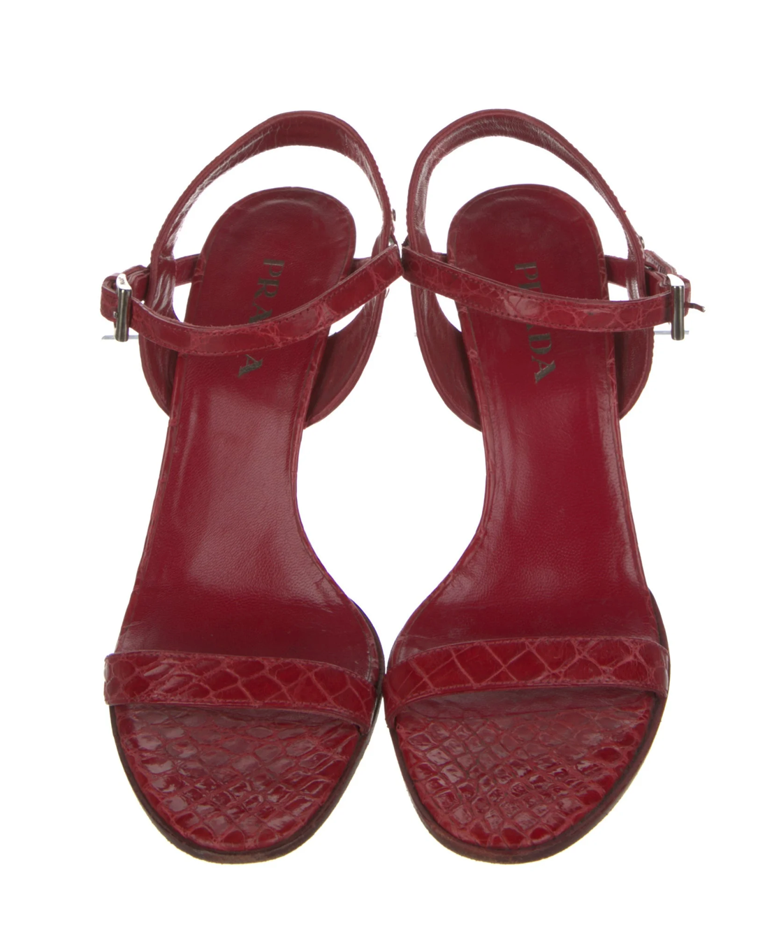 Prada Red Snakeskin Sandals