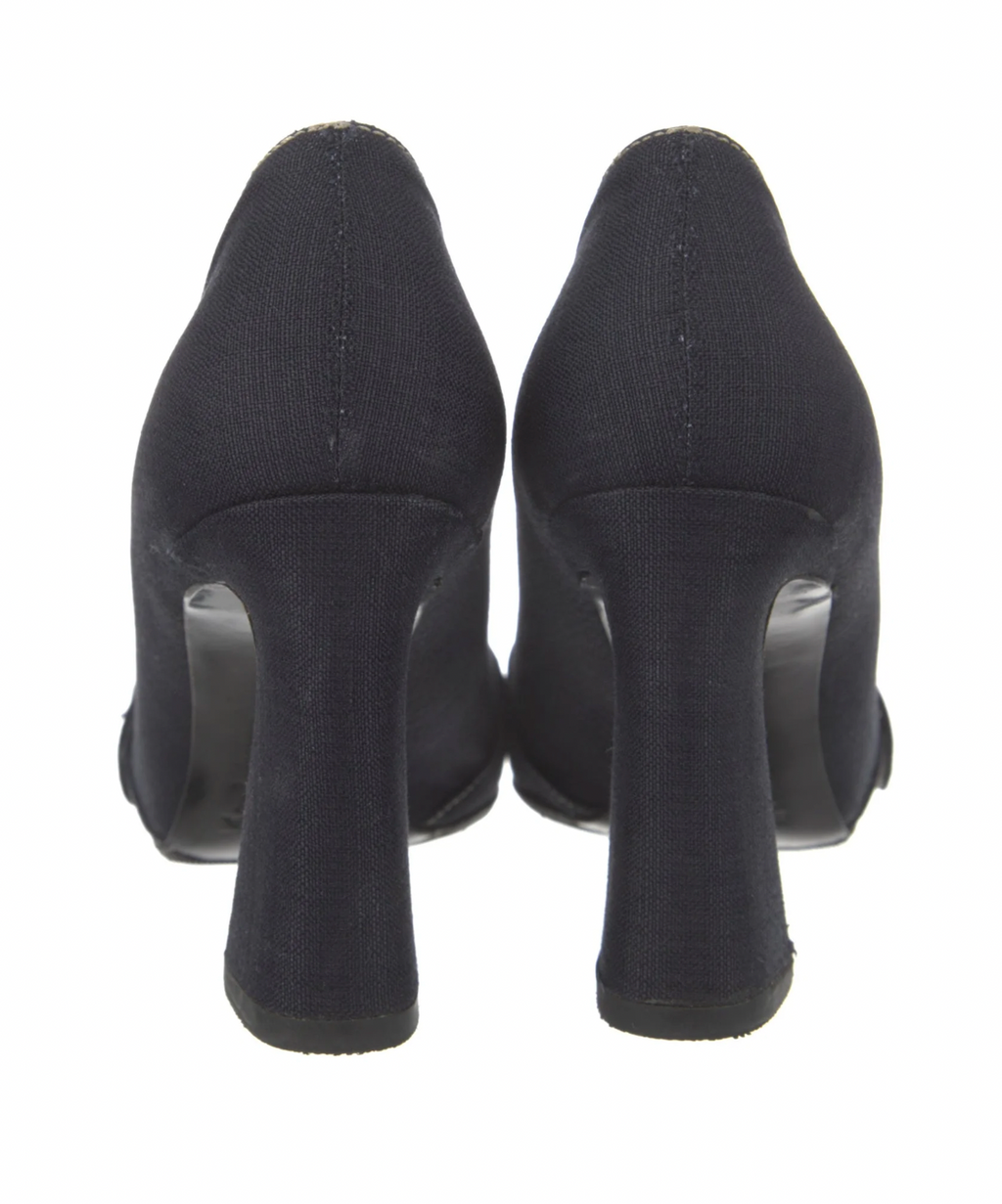 Prada Navy Canvas Pumps