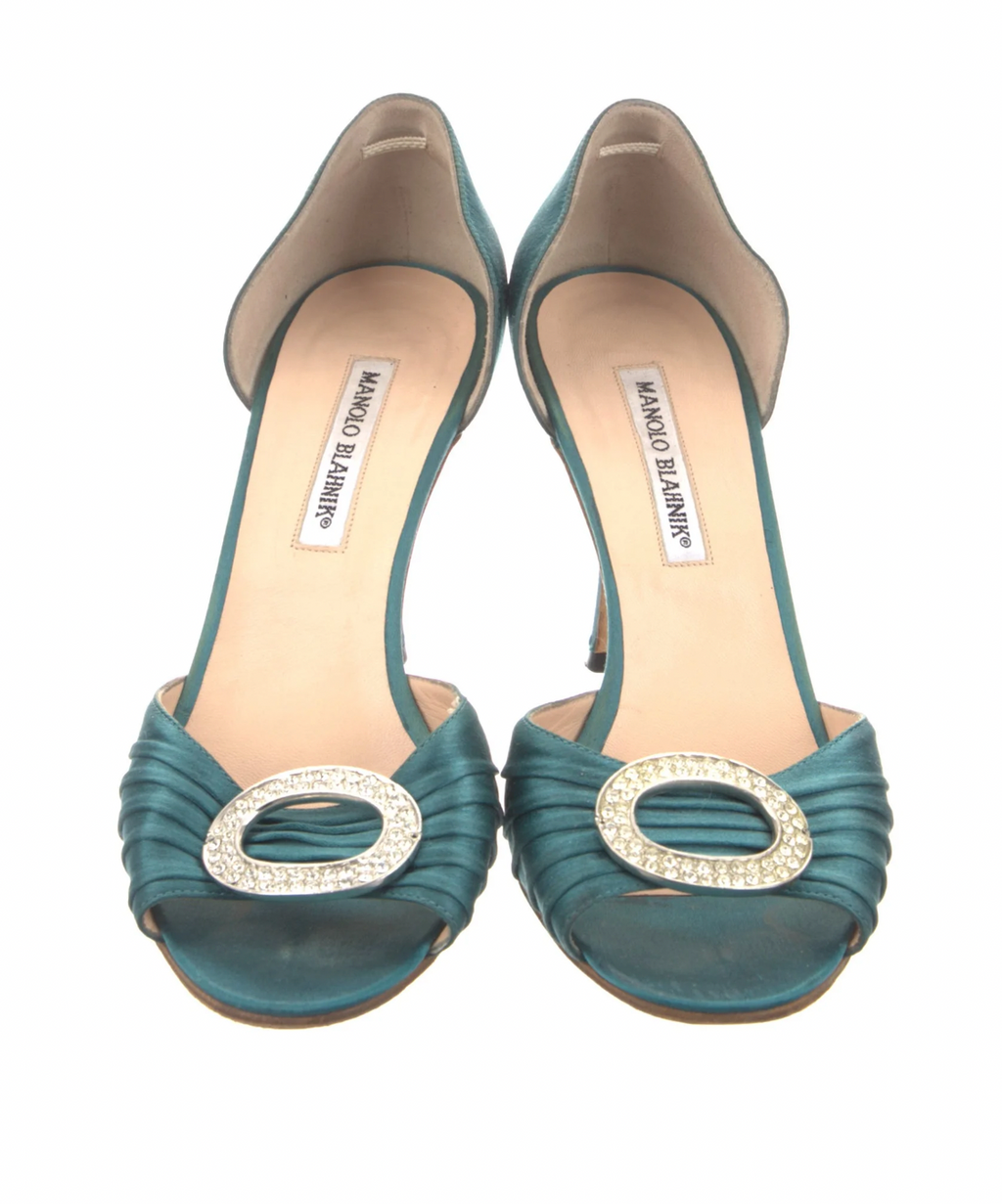 Manolo Blahnik Crystal Embellishments D'Orsay Heels