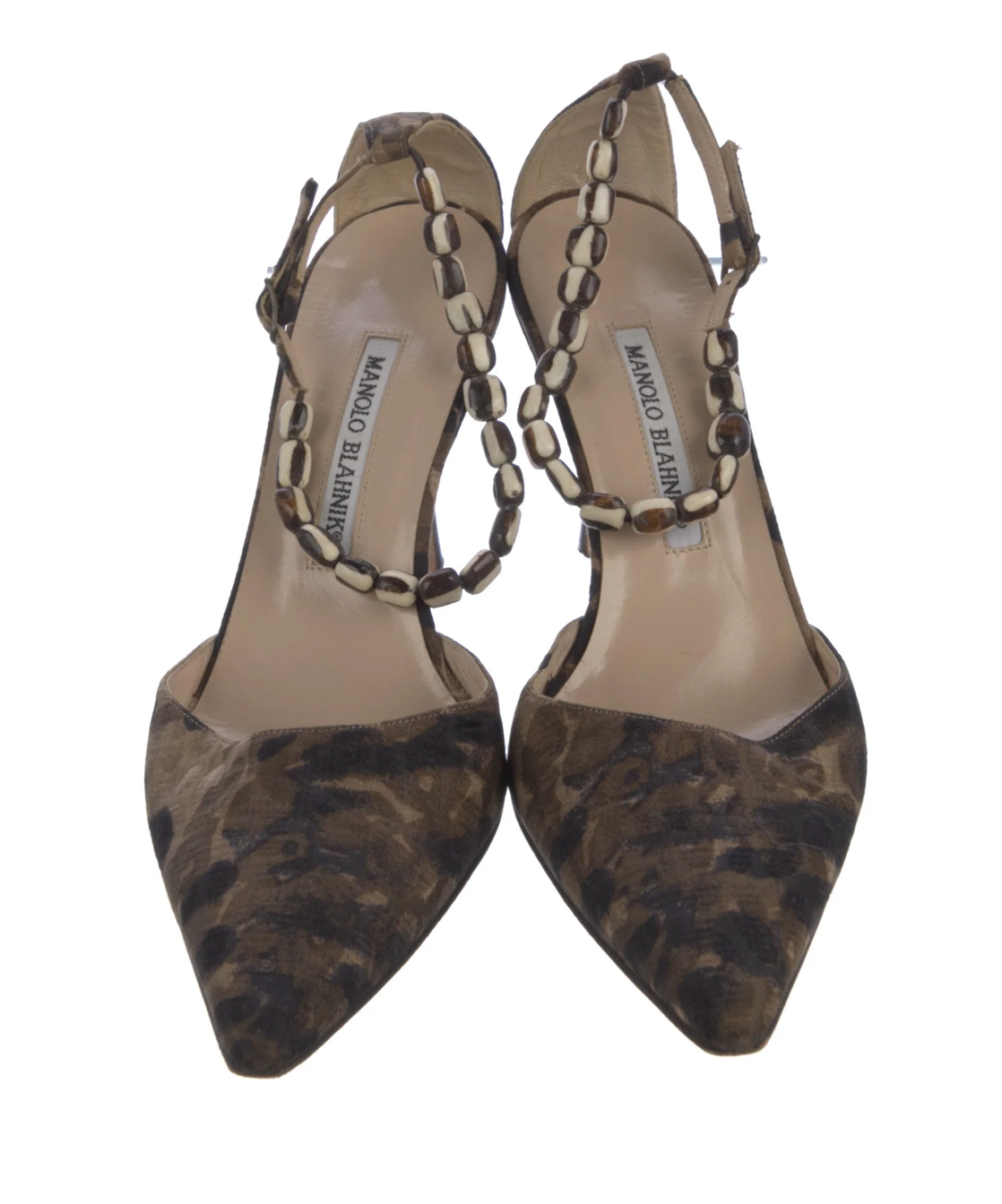 Manolo Blahnik Beaded Strap Pumps
