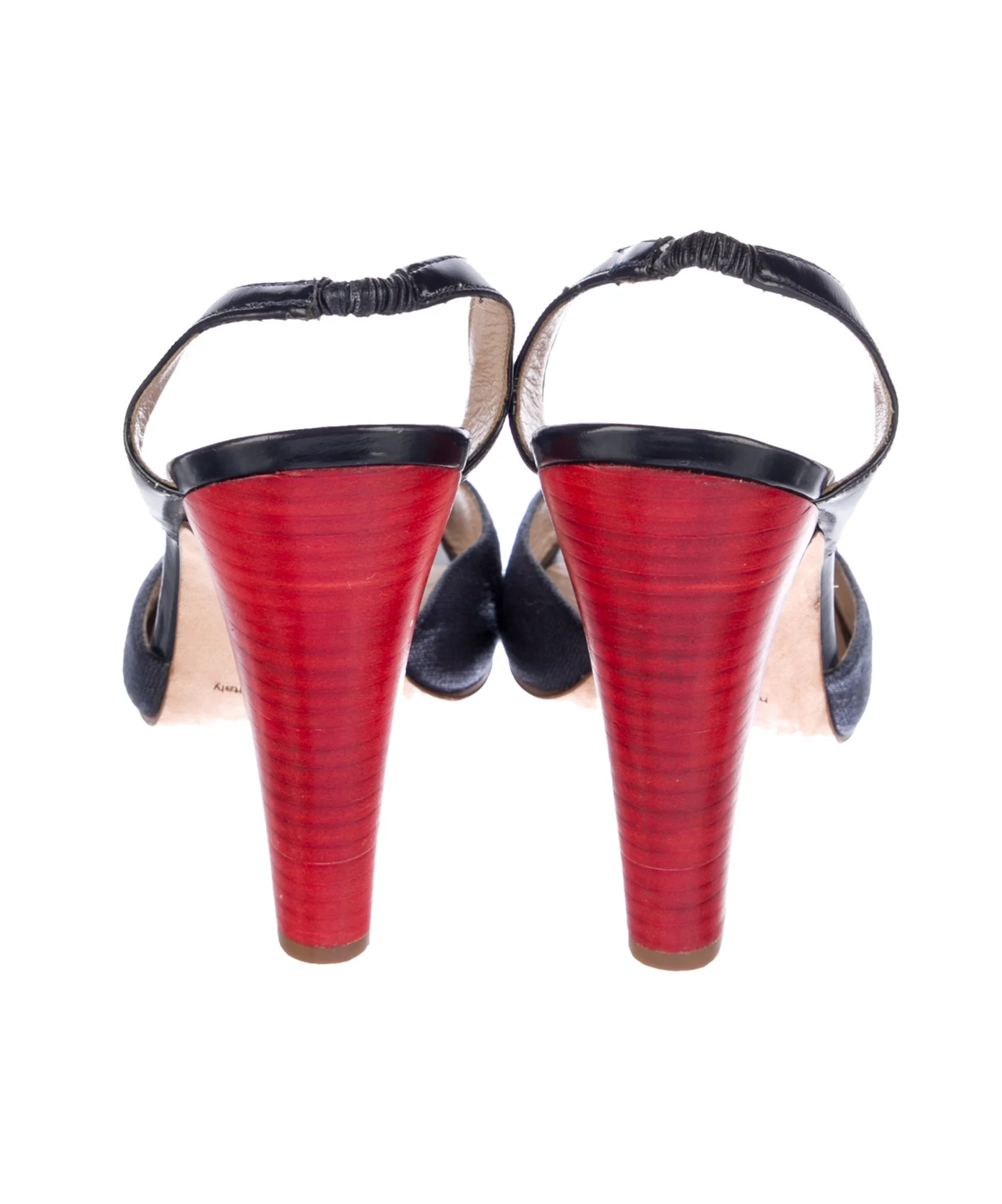Manolo Blahnik Navy and Red Canvas Colorblock Slingbacks