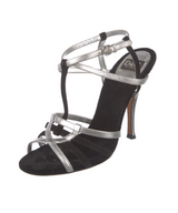 Dolce & Gabbana Black and Silver T-Strap Sandals