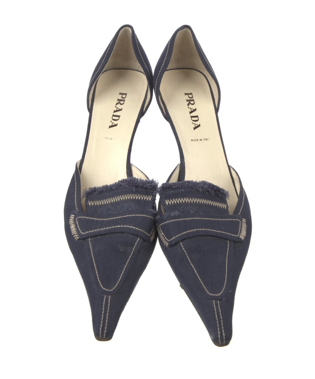 Prada Denim Kitten Heels