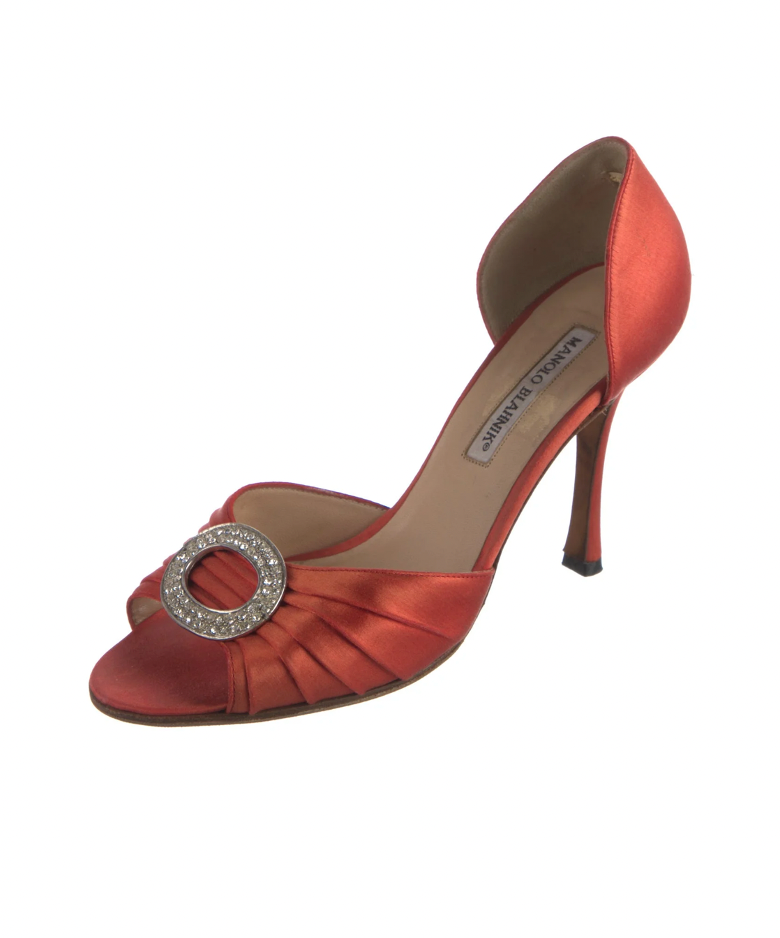 Manolo Blahnik Red Crystal Embellished D'Orsay Heels
