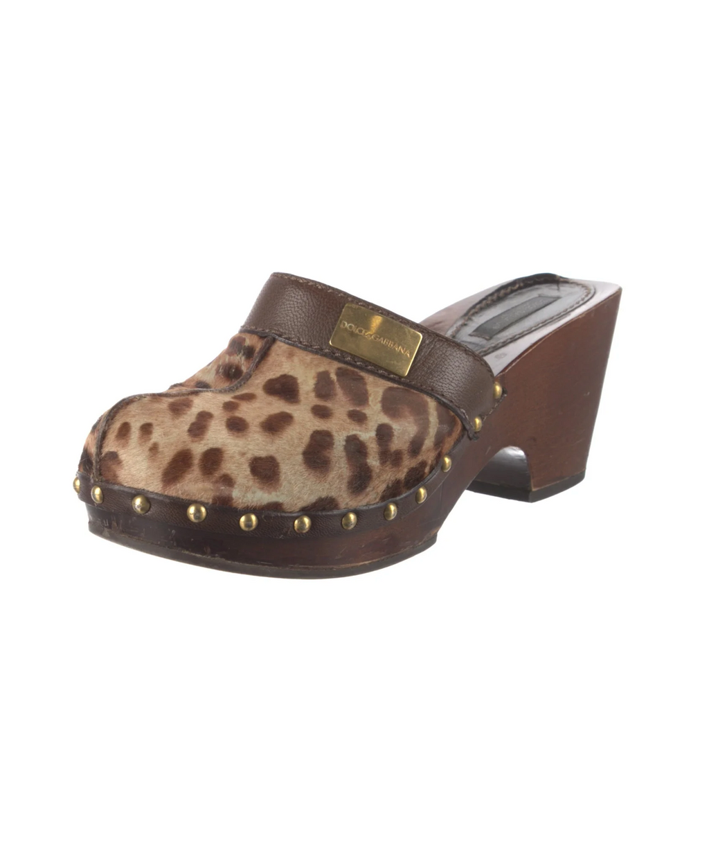 Dolce & Gabbana Faux Ponyhair Cheetah Mules