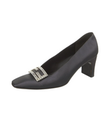 Fendi Satin Crystal Logo Embellished Heels