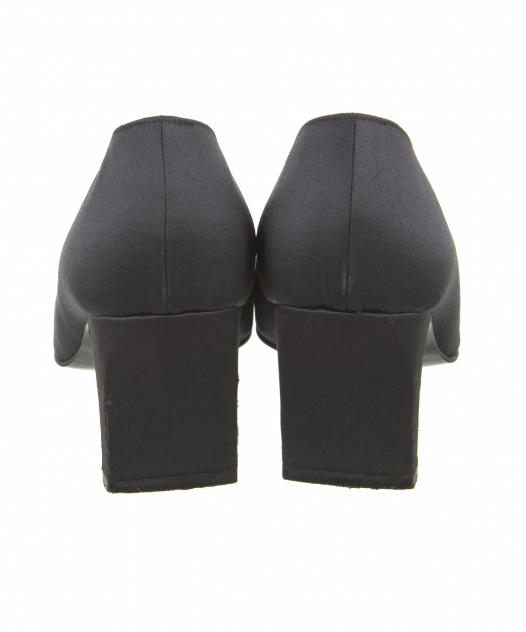 Fendi Satin Crystal Logo Embellished Heels