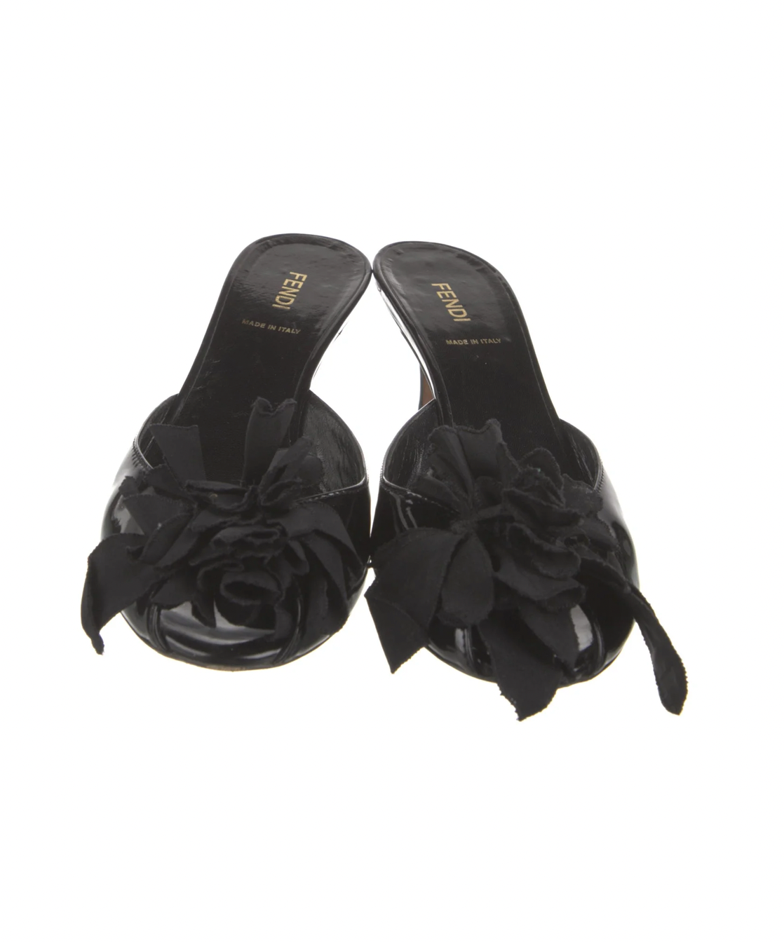 Fendi Patent Leather Floral Print Mules