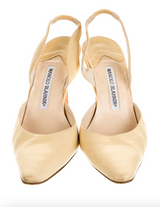 Manolo Blahnik Butter Yellow Leather Slingbacks